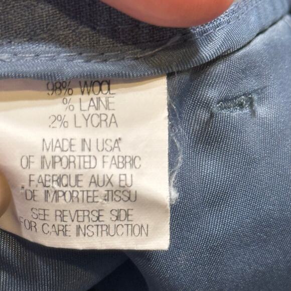 Theory Denim Melange Wool Trousers Blue Gray Work Pants Sz 2 Tall Stretch Office - Picture 7 of 9